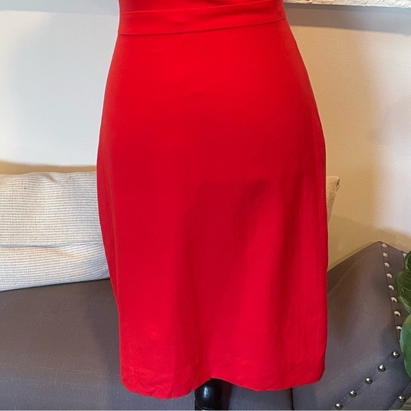 JCrew Monday Dress Fiery Sunset Red Wool Suiting Ruffle Gold Zipper Sz 00 f4012 - Picture 5 of 11